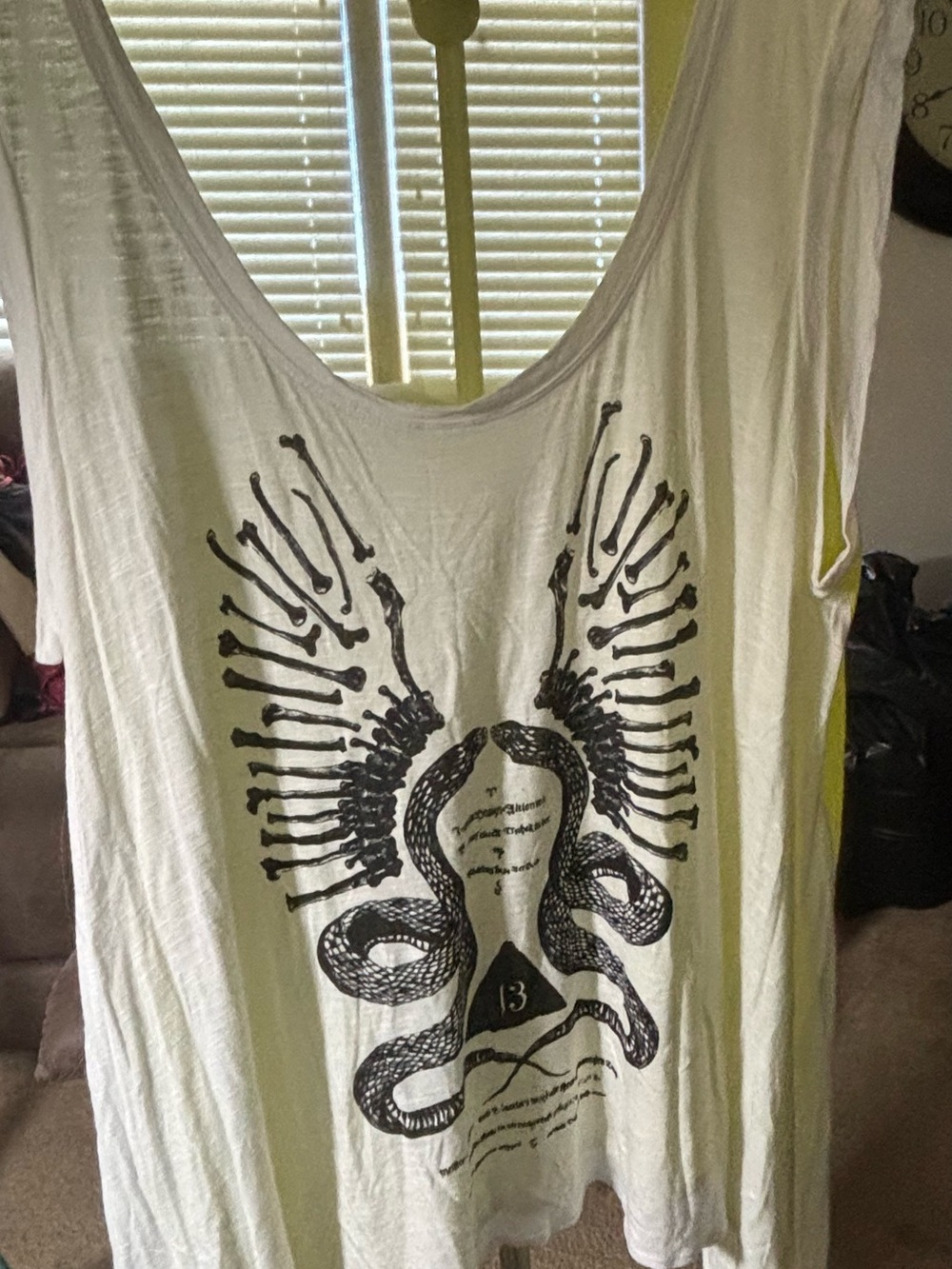 torrid Cream Tank Top with Black Snake and Wing Graphic